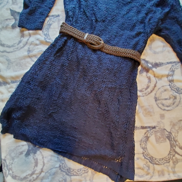 Maurices gorgeous blue crochet over lined dress. - Picture 3 of 11